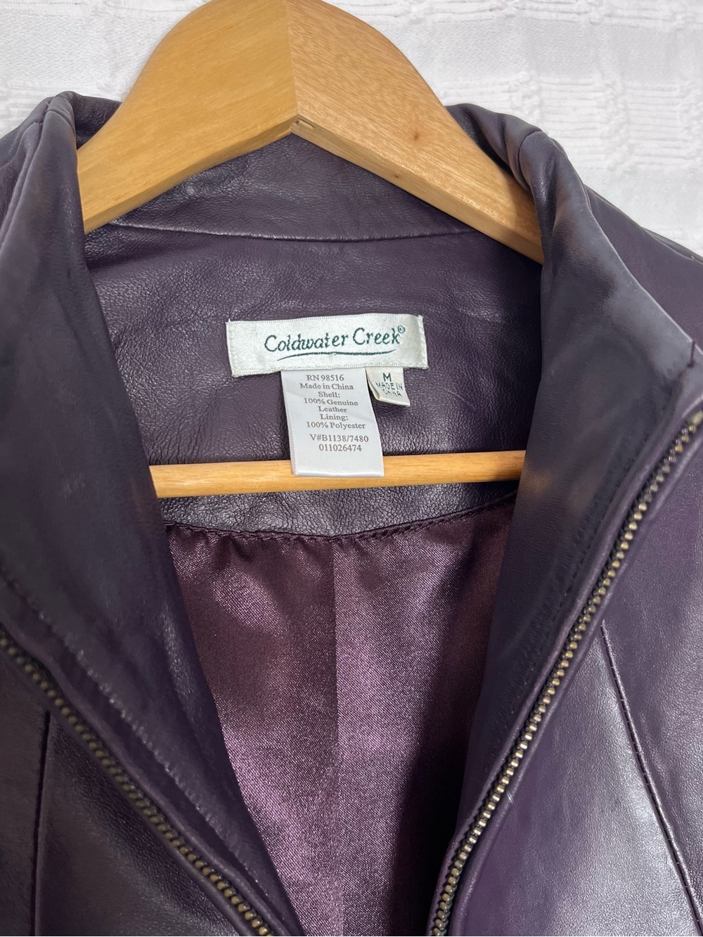 Coldwater Creek Women's Plum Leather Zip Jacket - Picture 2 of 11